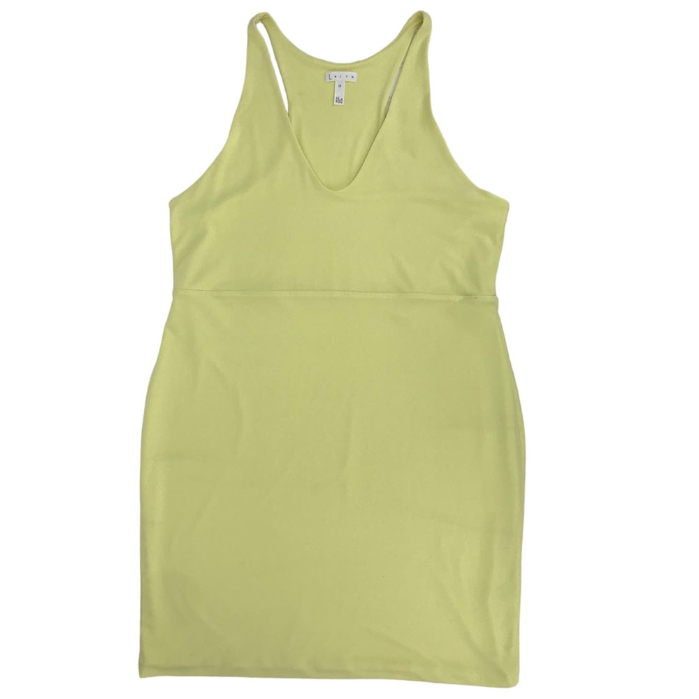 Leith Yellow Jersey Knit Bodycon Racerback Tank Dress Plus Size 1X